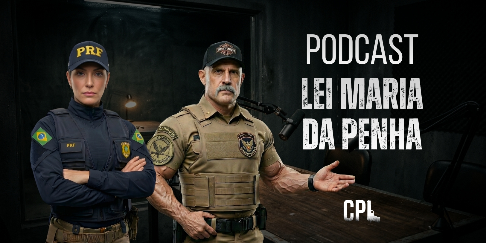 Podcast sobre Lei Maria da Penha voltado para concursos da área policial.